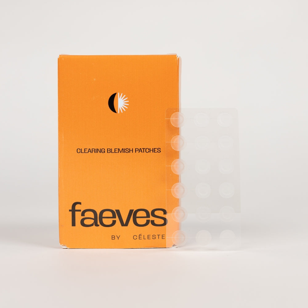 
                  
                    Product photo of Faeves blemish patches, showcasing the packaging and individual patches designed for acne spot treatment
                  
                